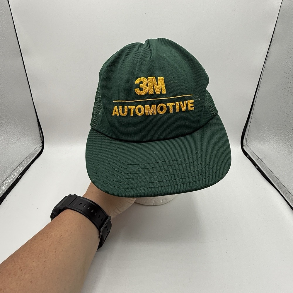 VTG 3M Automotive Mesh Trucker Hat Snapback Retro Dad Auto Car Green USA Made